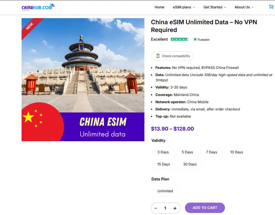 Tourists can buy China eSIM for your trip